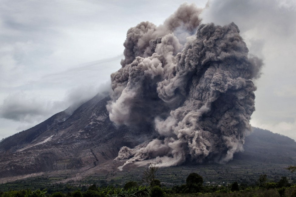 Thousands Flee As Mount Sinabung Erupts