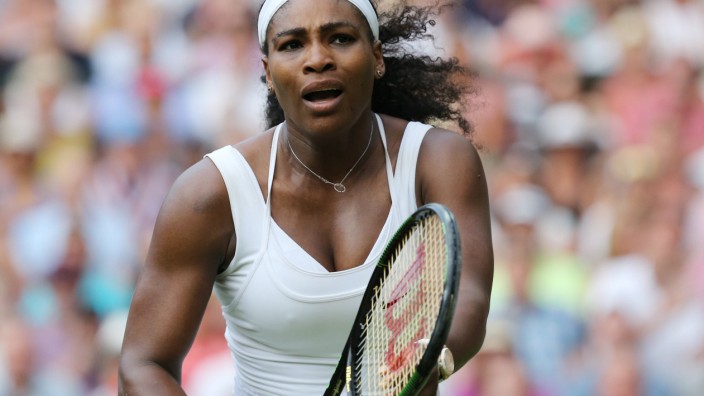 Serena Williams action against Heather Watson Wimbledon Championships 2015 Day Five All England Lawn
