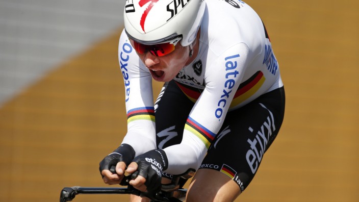 Etixx-Quick Step rider Tony Martin of Germany cycles during the individual time-trial first stage of the Tour de France