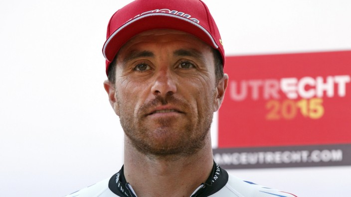 Katusha rider Paolini of Italy poses during the Tour de France cycling race presentation in Utrecht