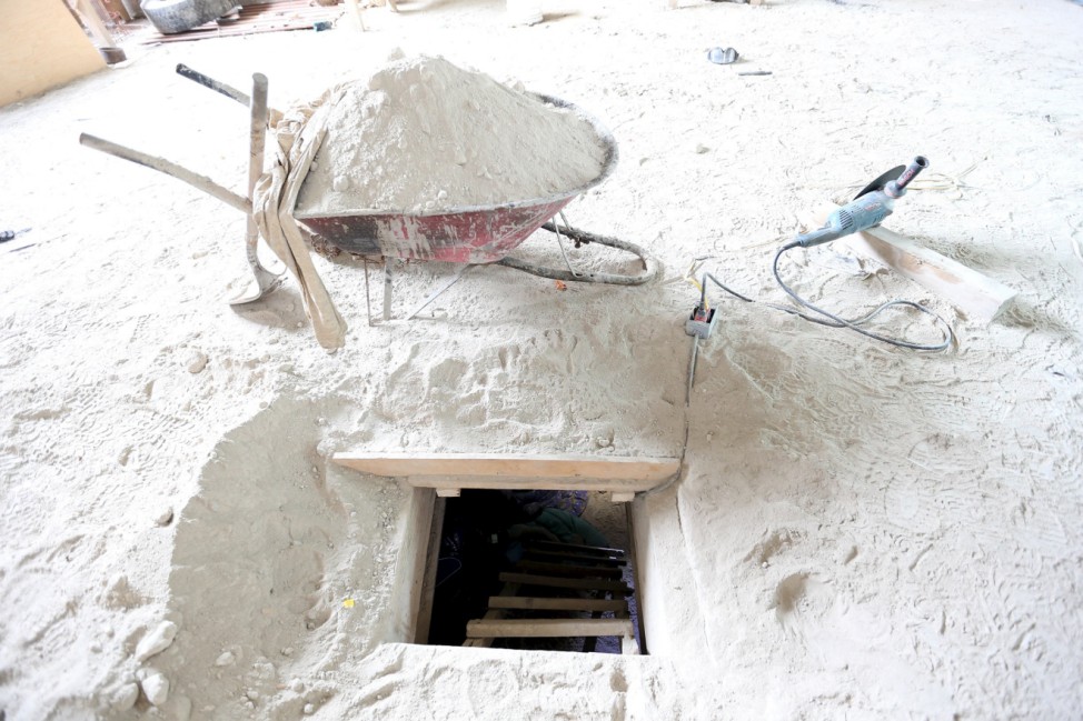 The entrance of a tunnel connected to the Altiplano Federal Penitentiary and used by drug lord Guzman to escape, is seen in Almoloya de Juarez