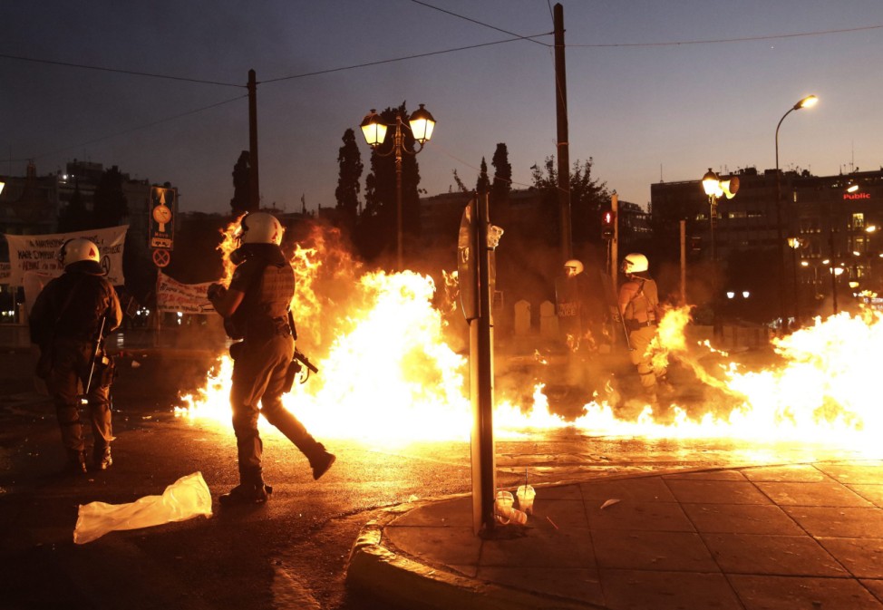 Demonstrations against an expected vote of the Greek Parliament o