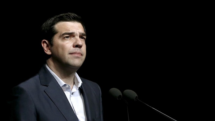 File photo of Greek PM Tsipras looking on during his speech at the annual conference of the Hellenic Federation of Enterprises in Athens