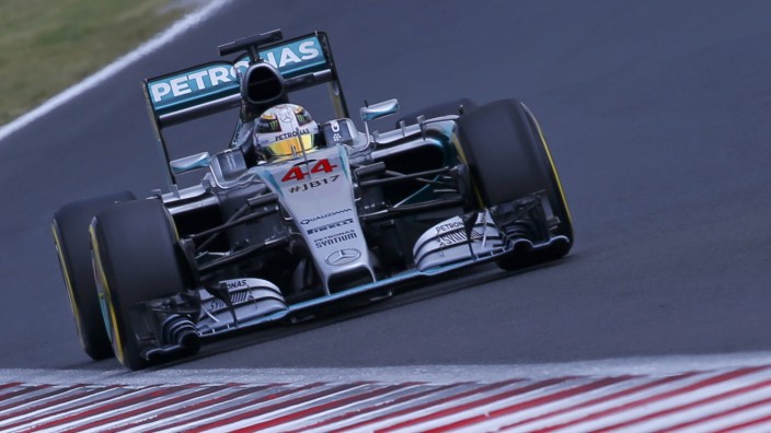 Mercedes Formula One driver Hamilton of Britain drives during the qualifying session of the Hungarian F1 Grand Prix at the Hungaroring circuit, near Budapest