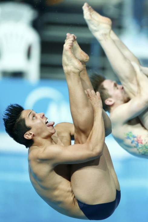 Chile's Carquin and Neglia perform during the men's synchronised 3 metre springboard preliminary at the Aquatics World Championships in Kazan