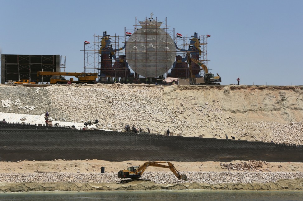 Dredge work is undergoing at the New Suez Canal