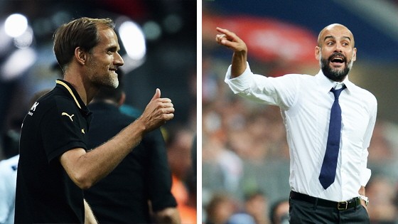 Bundesliga: Emotionales Coaching: Thomas Tuchel und Pep Guardiola bei dem jeweils ersten Saisonspiel ihres Vereins.