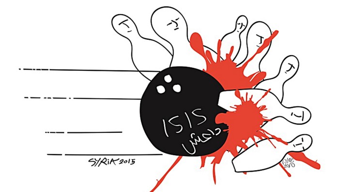 Syrien: Gedruckte Meinungen nach fünf Jahrzehnten Diktatur: Karikatur aus der Zeitung Souriatna.
