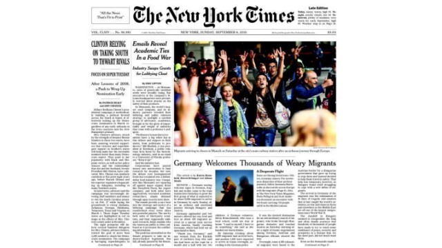 New York Times front page refugees
