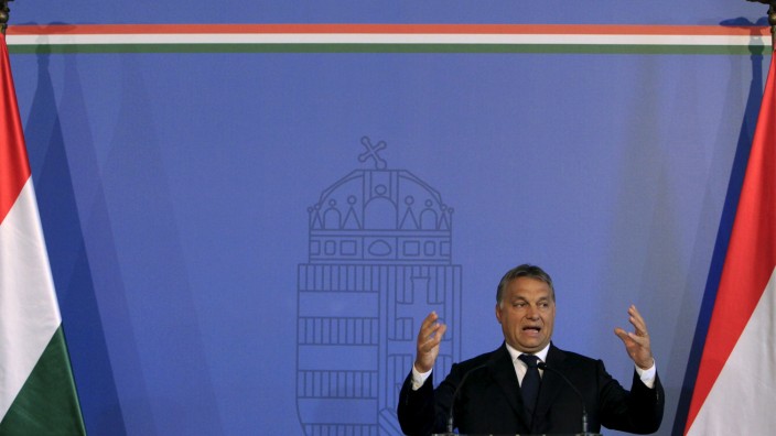 Hungarian Prime Minister Orban delivers a speech in Budapest