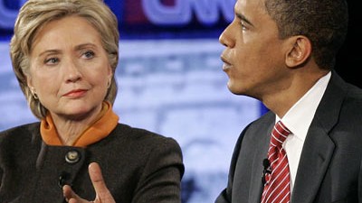 US-Vorwahlen der Demokraten: Heftiger Schlagabtausch in einer Fernsehdebatte: Die demokratischen Senatoren Hillary Clinton und Barack Obama