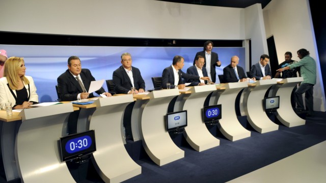Greece's political leaders prepare for a debate in Athens