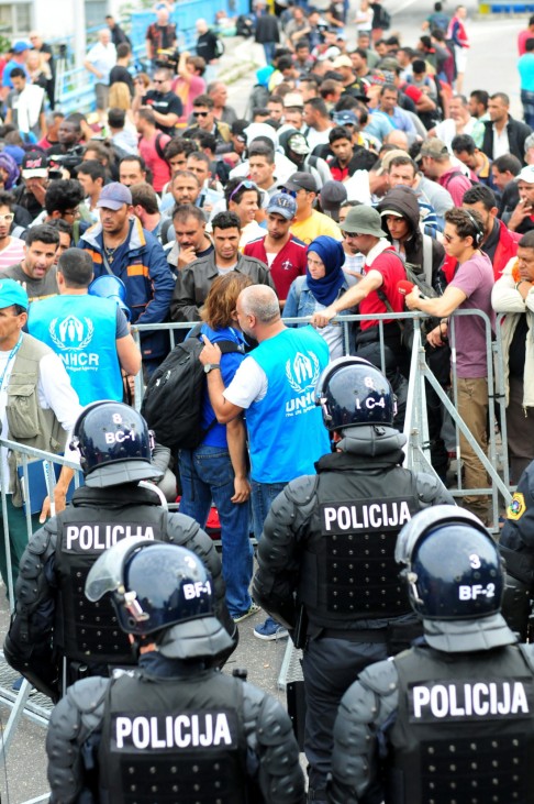 Migrants at the border to Slovenia