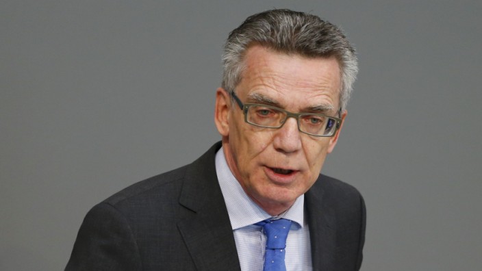 German Interior Minister De Maiziere addrsses Bundestag session in Berlin