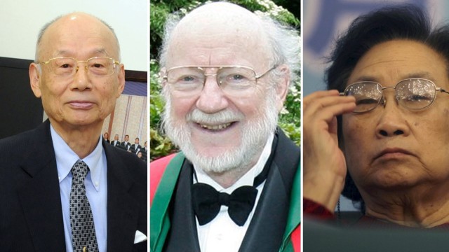 Nobelpreis für Medizin: Satoshi Ōmura , William Campbell und Youyou Tu (von links), die diesjährigen Gewinner des Medizinnobelpreises.