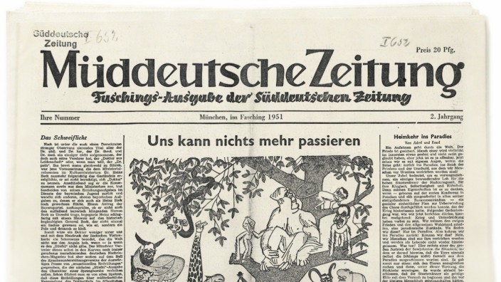 Ihre Post: Die SZ-Faschingsausgabe des Jahres 1951, die sogenannte Müddeutsche Zeitung. SZ-Leser Dr. Walter Keller aus Göppingen hatte sich daran erinnert, als er die Beilage zu "70 Jahre SZ" in Händen hielt.