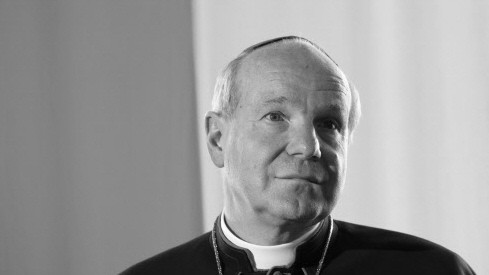 File photo of Austrian Cardinal Christoph Schoenborn listening to journalists questions during a news conference in Mariazell June
