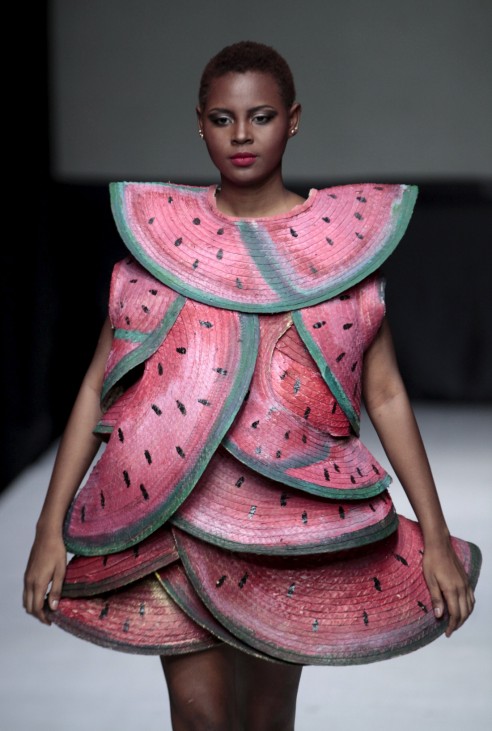 A model presents a creation of Haitian fashion school Etra Coupe during Haiti Fashion Week 2015 in Port-au-Prince