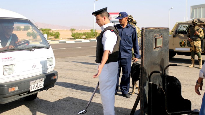Police inspects cars going into the airport of the Red Sea resort of Sharm el-Sheikh