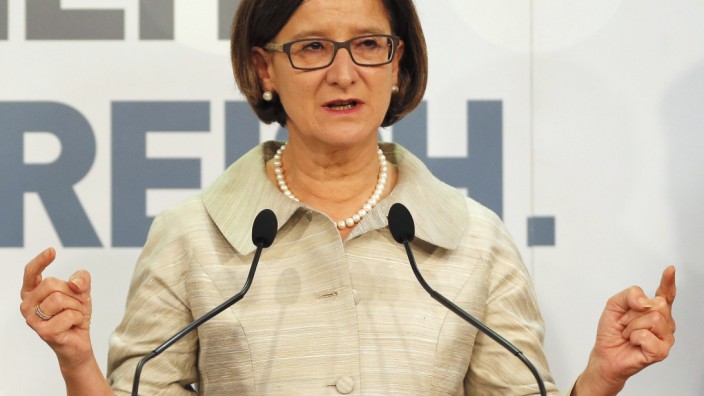 Austrian Interior Minister Mikl-Leitner addresses a news conference in Vienna