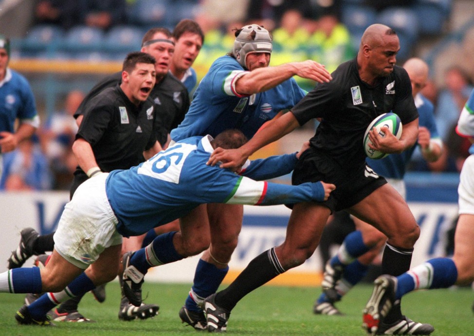 Jonah Lomu New Zealand Massimo Giovanelli and Nicola Mazzucato Italy Rugby World Cup Pool B H; Jonah Lomu Rugby World Cup 1995