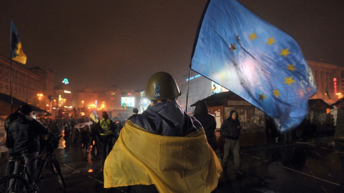 EU-Fahne auf dem Maidan