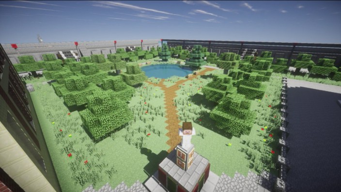 Digitales Lernen: Im Wettbewerb Zukunftsstadt haben Schüler und Jugendliche in Minecraft eine Stadt entworfen und nachgebaut. Im Bild der Wettbewerbsbeitrag von Julian Roggendorf.