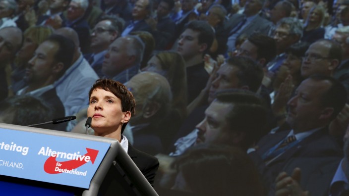 Frauke Petry, Chairwoman of the right-wing Alternative for Germany (AfD) party holds a speech at the party congress in Hannover
