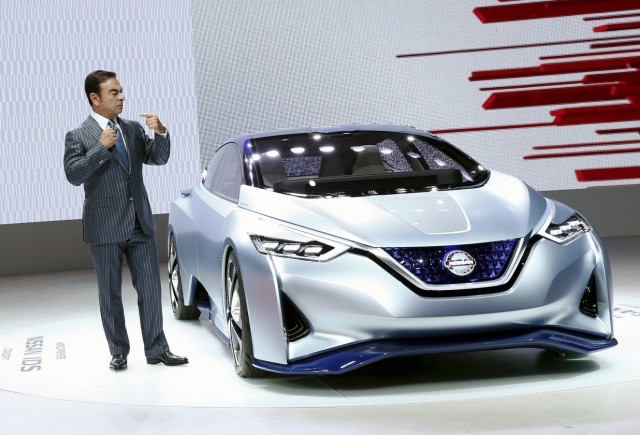 File photo of Carlos Ghosn, CEO of the Renault-Nissan Alliance, presenting Nissan IDS concept car at the 44th Tokyo Motor Show in Tokyo