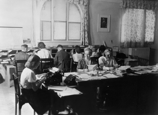Schreibstube des Soldatensenders Belgrad, 1942