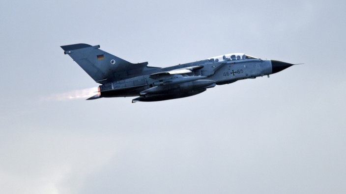 A Tornado aircraft of the Tactical Air Force Wing 51 'Immelmann' is pictured during a demonstration flight at German army Bundeswehr airbase in Jagel