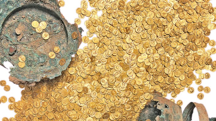 Römische Kaiserstadt Trier: Der "Trierer Goldschatz" ist der größte erhaltene Goldschatz aus römischer Zeit. Er wurde 1993 von Hobby-Münzsammlern entdeckt.