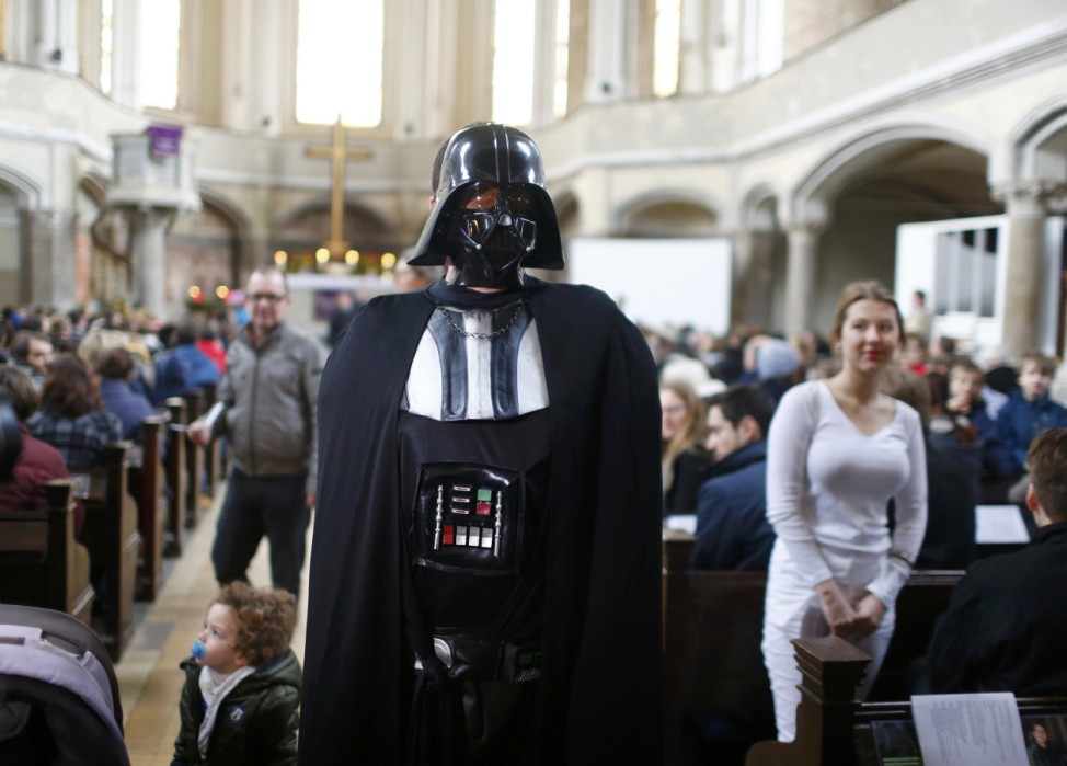 People dressed as Star Wars characters attend church service in Berlin