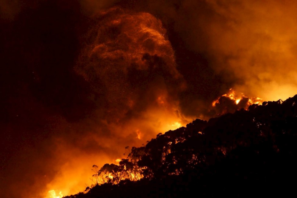 A bushfire burns at Wye River near Lorne, south of Melbourne