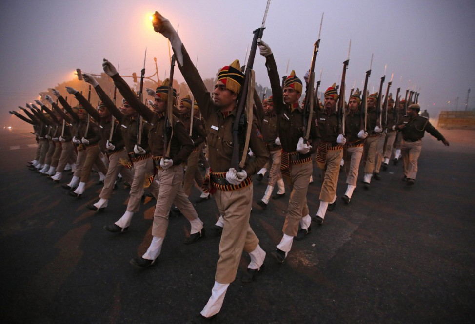 Republic Day parade rehearsals in New Delhi.