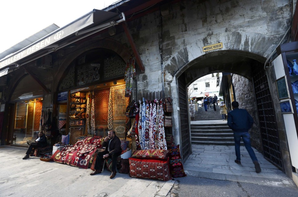 The Arasta Bazaar near the Blue Mosque, is empty of people, following an explosion in Istanbul