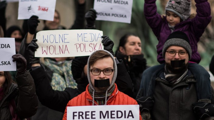 Demo für Pressefreiheit in Polen