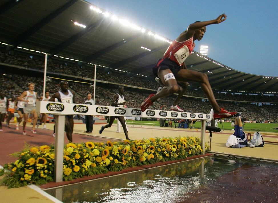 Quatar's Shaheen breaks a world record in the men's 3000 steeplechase during the IAAF Golden League Belgian Grand Prix in Brussels