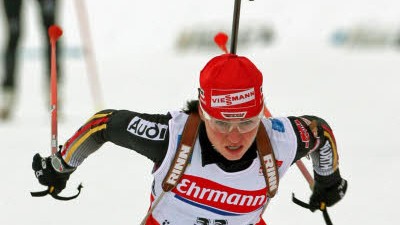 Biathlon-Weltmeisterschaft in Östersund: In Topform: Andrea Henkel feiert in Östersund ihren zweiten Sieg in zwei Tagen.