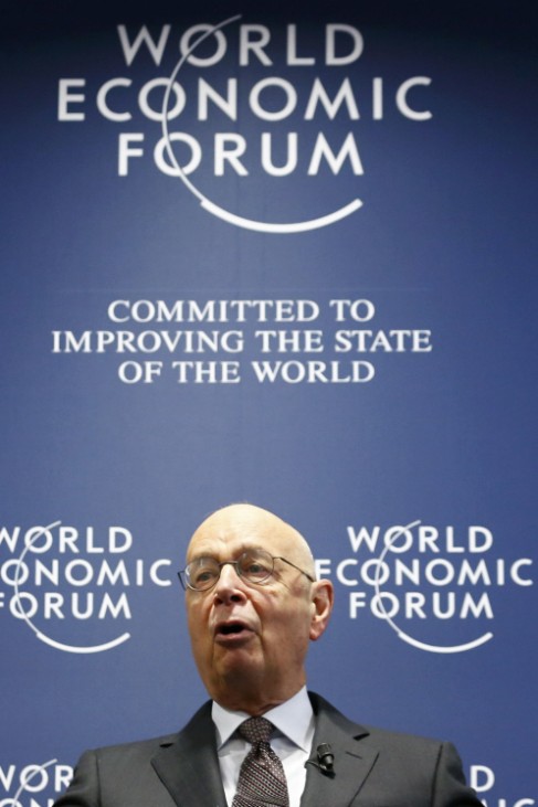 WEF Executive Chairman and founder Schwab addresses a news conference in Cologny