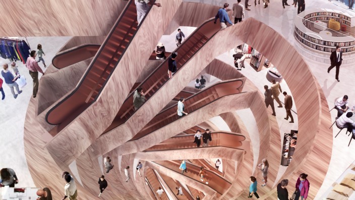 Luxus: Mondäne Neugestaltung: Entwurf des Treppenhauses für das KaDeWe in Berlin