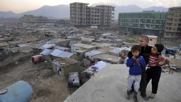 Internally displaced persons temporary shelters in Kabul