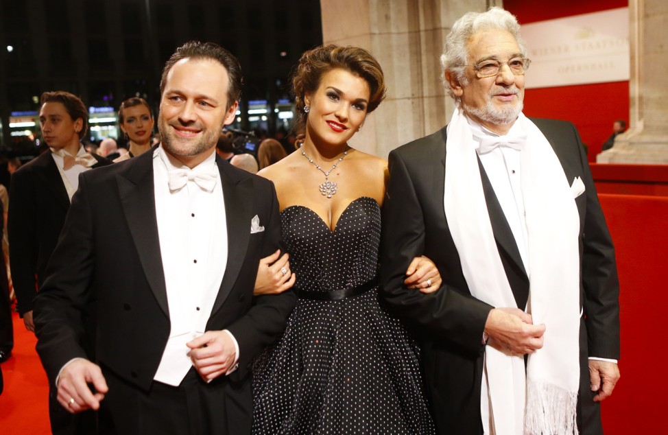 Goetzel, opera singer Peretyatko and opera singer Domingo arrive for the opening ceremony of the Opera Ball in Vienna