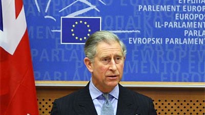 Britischer Thronfolger beim EU-Parlament: Seltener Gast: Der britische Thronfolger Prinz Charles spricht vor dem Europaparlament in Brüssel.