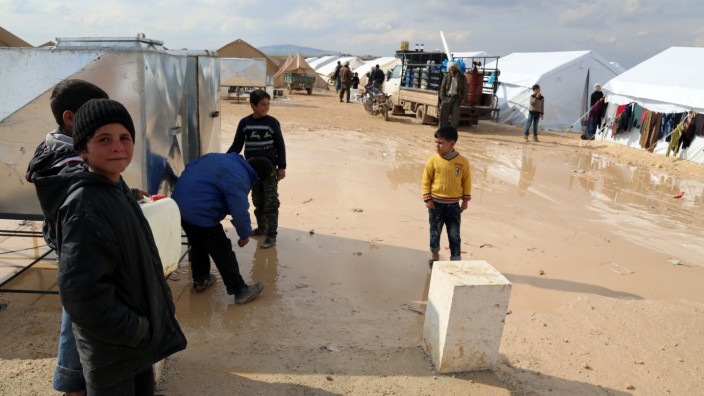 Flüchtlingskrise: Ein Flüchtlingscamp in Haramein auf syrischer Seite nahe der Grenze zur Türkei.