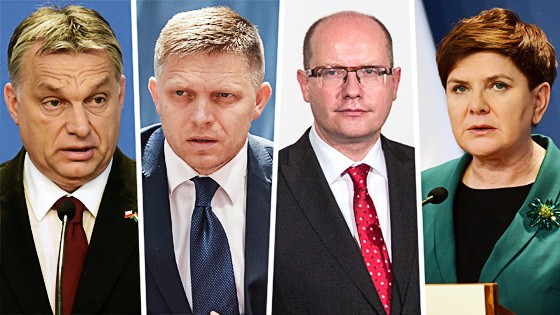 Widerstand gegen Merkel: Die Regierungschefs von Ungarn, der Slowakei, Tschechiens und Polens: Victor Orbán, Robert Fico, Bohuslav Sobotka und Beata Szydło