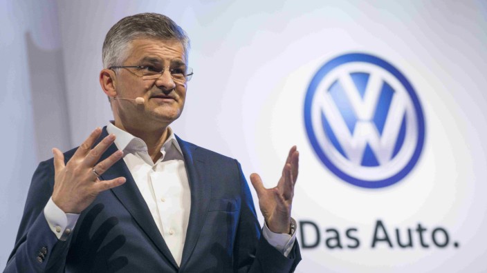 File photo of Michael Horn, President and CEO of Volkswagen Group of America, speaking during the 2016 Volkswagen Passat reveal in the Brooklyn borough of New York