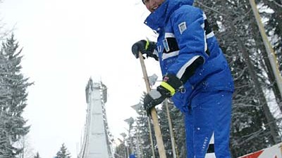 Skiflug-Weltmeisterschaft: Auf dieser Schanze, der Heini-Klopfer-Schanze in Oberstdorf, beginnt am Freitag die WM im Skifliegen.