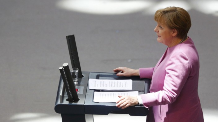 German Chancellor Merkel addresses Bundestag in Berlin