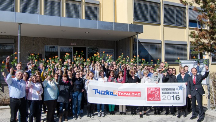Geretsried: Tyczka Totalgaz gehört auch 2016 wieder zu einem der besten 100 Arbeitgeber Deutschlands. Platz 43 war das Ergebnis des "Great Place To Work"-Wettbewerbs.